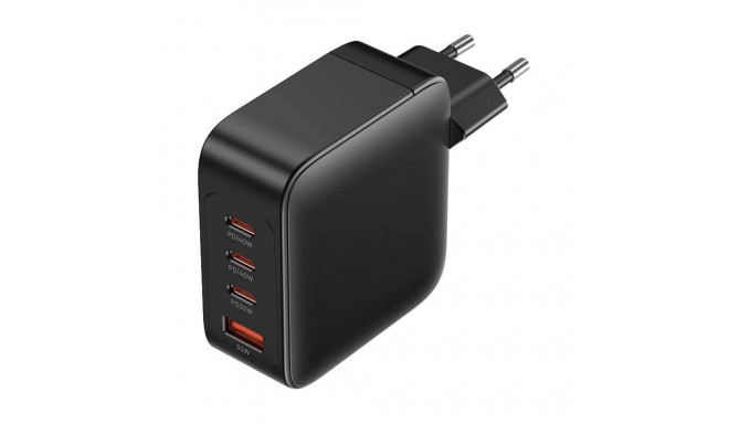 Wall charger, Vention, FEIB0-EU,  3xUSB-C, USB- A, 140W/140W/30W/18W, GaN (czarna)