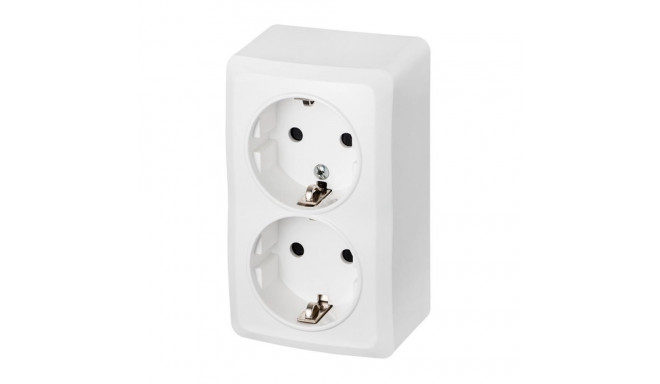 DOUBLE SCHUKO SURFACE SOCKET WHITE