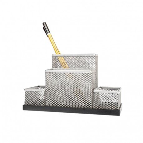 Pencil cup/table set metal silver FORPUS