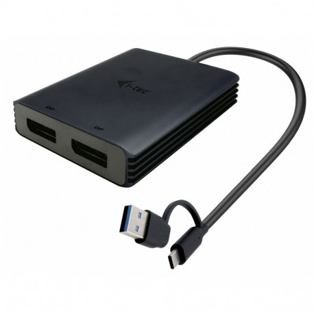 USB-A/USB-C kahe väljundiga 4K/60 Hz DisplayPort videoadapter