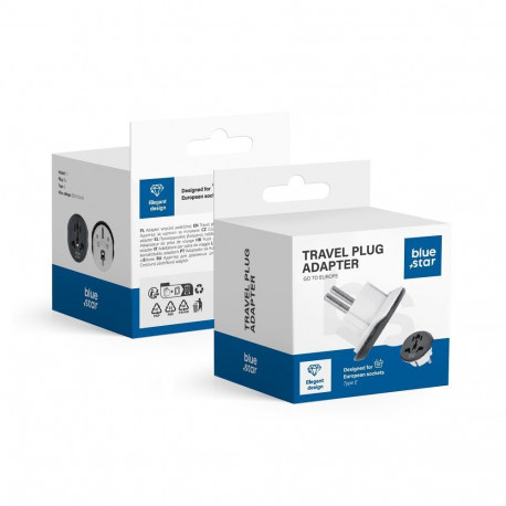 BLUE STAR travel adapter GO TO Europe (Type E) 16A white