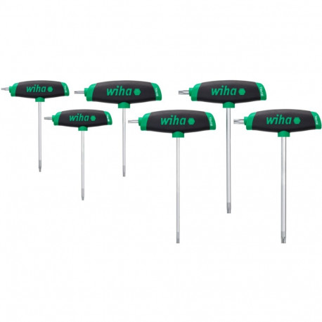 Wiha TORX Allen key set, with ComfortGrip T-handle, screwdriver (black/red, 6-piece, with side drive