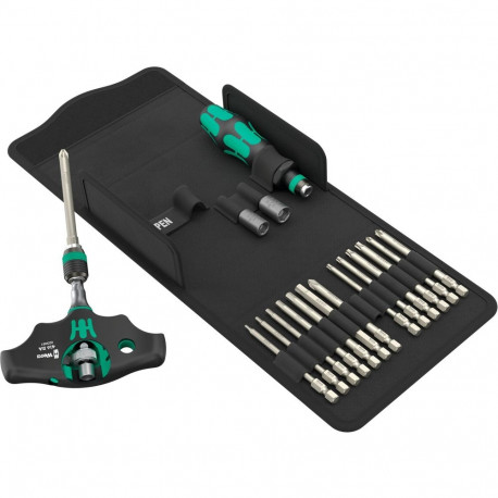 Wera Kraftform Kompakt 400 RA SHK Set 1, with ratchet function, bit set (black/green, 1/4, 19 pieces