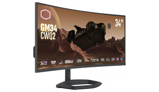Cooler Master GM34-CWQ2, LED monitor - 34 - black, UWQHD, VA, curved, quantum dot, 180Hz panel