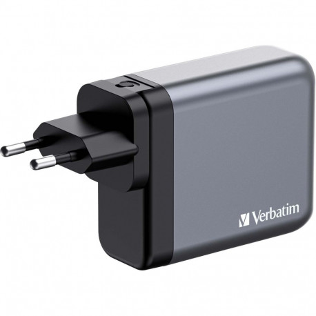 Verbatim GaN charger 140W, 1x USB-A, 3x USB-C (grey, PD 3.1, PD 3.0, QC 3.0)