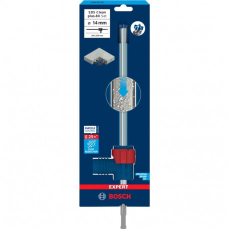 EXPERT Hammerbohrer SDS Clean plus-8X Set, Ø 14mm (Arbeitslänge 200mm, Saugbohrer inkl. Absauganschl