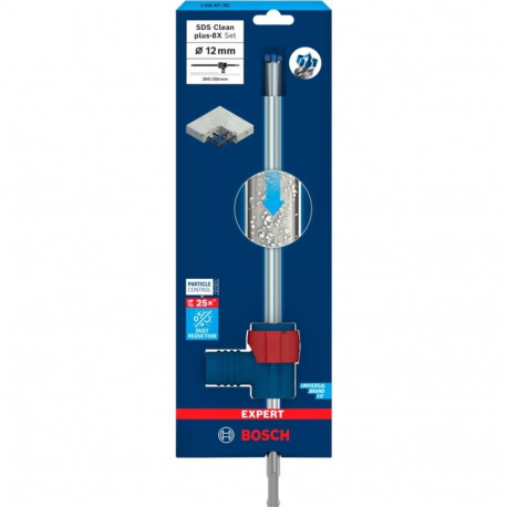 EXPERT Hammerbohrer SDS Clean plus-8X Set, Ø 12mm (Arbeitslänge 200mm, Saugbohrer inkl. Absauganschl