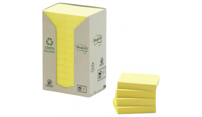 Note paper 76x127mm POST-IT Recycled 655 yellow 6x100 sheets