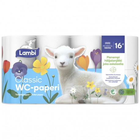 Tualettpaber 3-kihiline LAMBI lumivalge 16rl