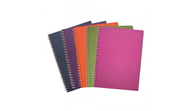 COLORED SPIRAL NOTEBOOK A5, 75 pastel colored sheets (5 colors x15), squared, with long spiral (meta