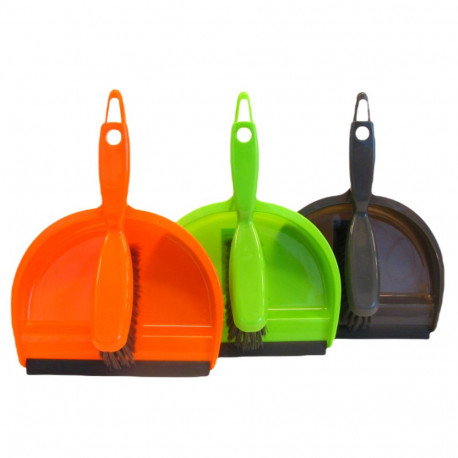 Brush+scoop with short plastic handle + rubber rim SAUBER