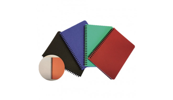 Kaustik spiraalköites A7 SMLT ruuduline kartongkaaned värvivalik 96 lehte