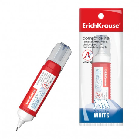 Correction pen ErichKrause® Arctic white, 12 ml (plastic box 12 pcs)