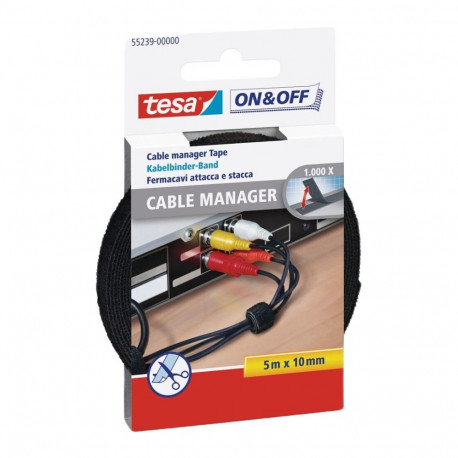 Cable organizer TESA Velcro 10mm x 5m black