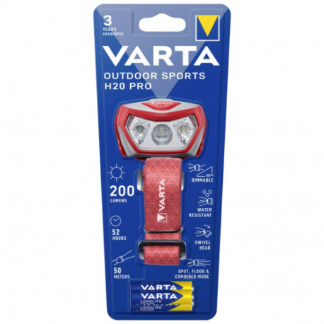 Varta Outdoor sports H20 PRO 17650 spotlight on the head