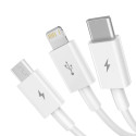 Baseus Superior Cable USB - Lightning | micro USB | USB Type 3,5 A 1,5m White (CAMLTYS-02)