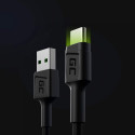 "Green Cell USB 3.0 > USB-C (ST-ST) 1,2m Ladekabel LED Schwarz"