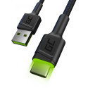 "Green Cell USB-C > USB 3.0 (ST-ST) 2m Ladekabel LED Schwarz"