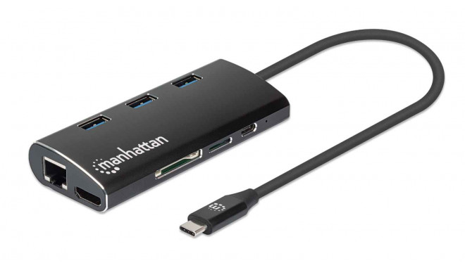 Manhattan superspeed USB-C-hub, 6-portiline, kaardilugejad