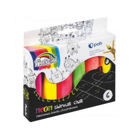 Asfaldikriidid FIORELLO 6 neoonvärvi kartongist pakis