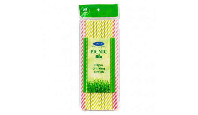 Drinking straws made of SMILE paper, Ø 6mm, 25 pcs., green/red