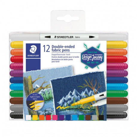 Double-ended fabric pens 12 pcs