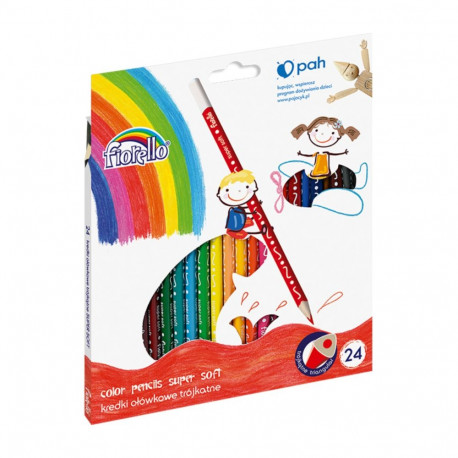 Värvipliiatsid FIORELLO Super Soft kolmetahuline 24 värvi