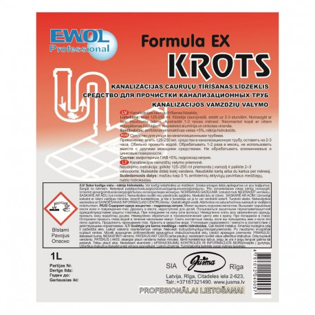 Puhastusvahend kanalisatsiooni Ewol Professional Formula EX 1L (Krot) (2 tk)