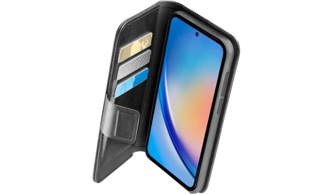 Kaardivahega mobiiliümbris Cellular Line Galaxy A35 Wallet Agenda, must