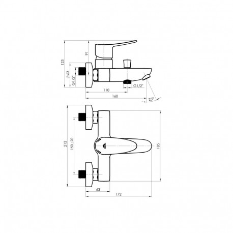 Bath shower mixer RUBINETA Static-10, A10008
