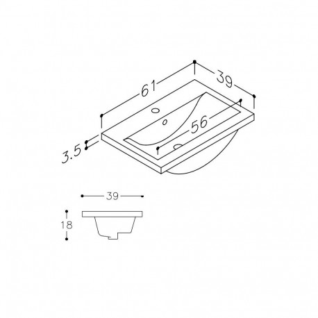 Ceramic washbasin, 61 cmx40 cm, FB613913