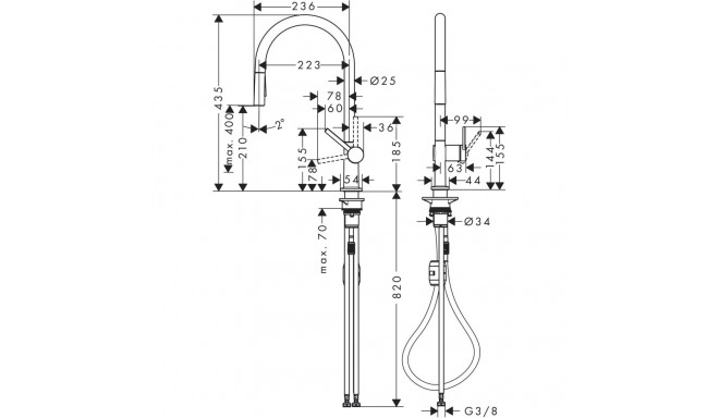 Kitchen faucet with pull-out hose Hansgrohe Talis M54 72802670
