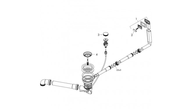 Automatic bottom valve and overflow set Hansgrohe D14-11, 43931800