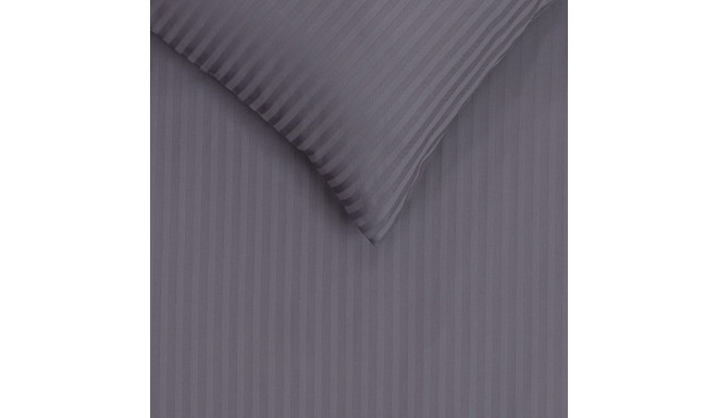 BED COV SET STRIPED SATEEN GREY 160X200