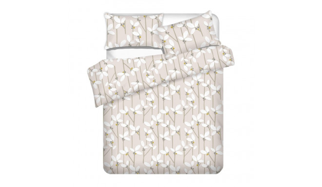 BED COV SET COTTON WHITE FLOWERS 140X200