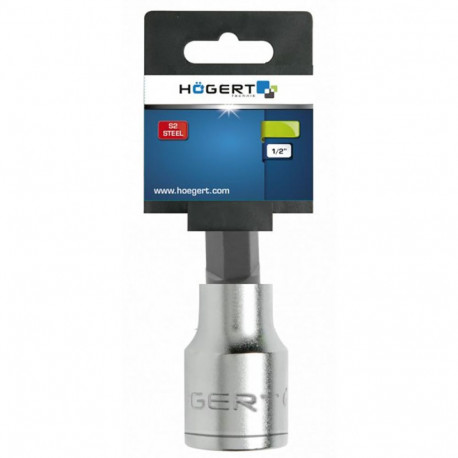 Hogert HT1S726 bit socket, 1/2", HEX 6mm, 55mm, DIN 3120, 58-60 HRC, chrome vanadium steel