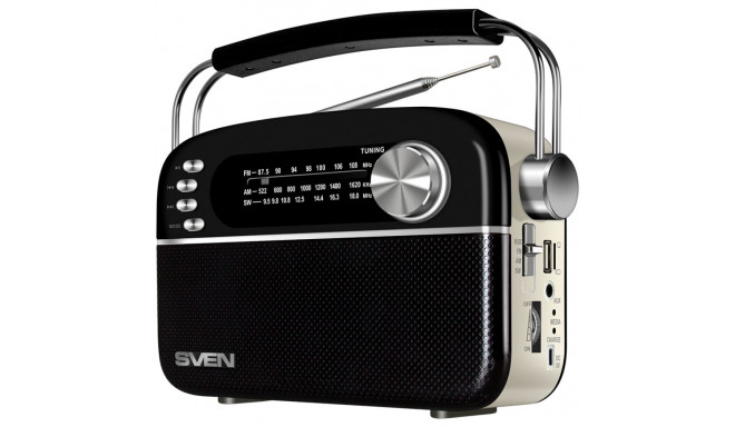 Speaker SVEN SRP-505, black (3W, Bluetooth, FM/AM/SW, USB, microSD, AUX, battery)