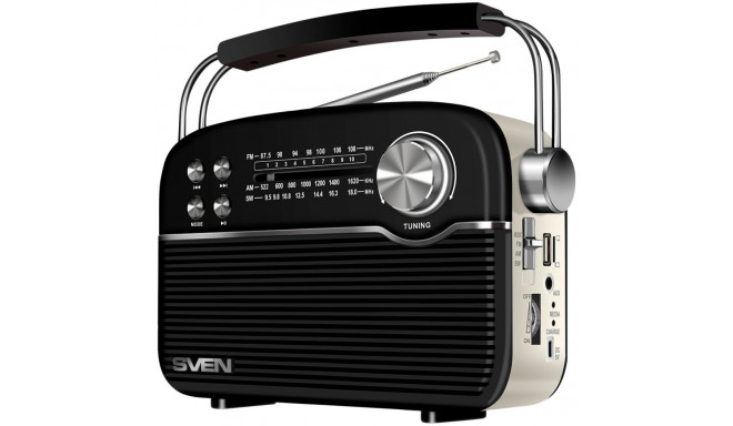 Speaker SVEN SRP-500, black (3W, Bluetooth,FM/AM/SW, USB, microSD, AUXt, battery)