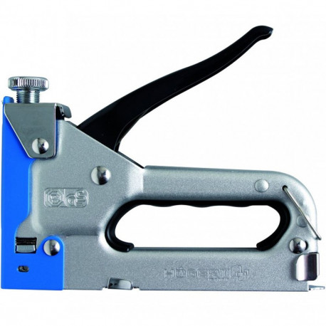Hogert HT2C002 staple gun, type J, 4-14mm, 11.3mm, steel, rubber grip, adjustable force, bottom load