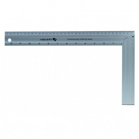 Hogert HT4M202 Alumiiniumist puusepa nurk, 250×190 mm, kahepoolne märgistus