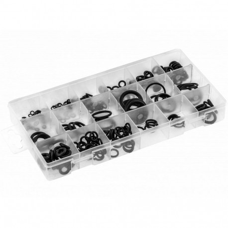 Hogert HT8G509 O-rõngaste komplekt, 225 tk, NBR, 3-22mm, -50°C kuni 125°C, õli- ja keemiakindel