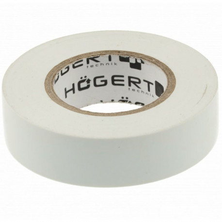 Hogert HT1P285 insulation tape, 0.13mm x 19mm x 20m, white, 125%, -20°C to +60°C, waterproof, self-e