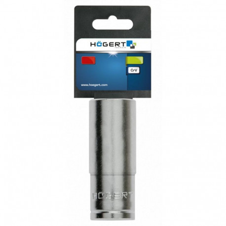 Hogert Hexagon socket 1/2", HT1A260, 10mm, long, CrV, deformation resistant, drop-forged