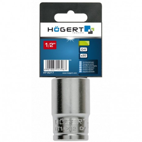 Hogert HT1A232, 1/2" mutrivõti, HEX 32mm, CrV teras, DIN 3124, 42mm, 210g