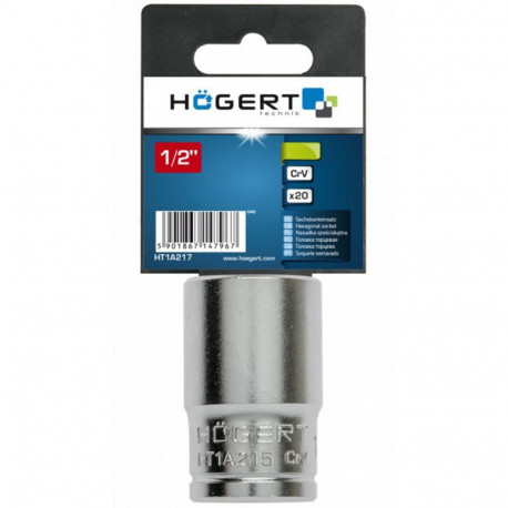 Hogert padrun HT1A215, 15mm, 1/2 tolli, CrV teras, DIN 3124, kuuskantprofiil, mattviimistlus