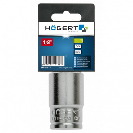 Hogert HT1A224 pesavõti, 1/2" ajam, HEX 24mm, CrV teras, DIN 3124, 38mm