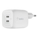 Belkin Boost Charge Pro Dual Port USB-C GaN 45 W PD 3.0 -verkkovirtalaturi, valkoinen