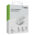 Belkin Boost Charge Pro Dual Port USB-C GaN 45 W PD 3.0 -verkkovirtalaturi, valkoinen