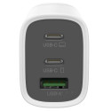 GP GaN PD 65 W -verkkovirtalaturi, 2x USB-C + 1x USB-A, valkoinen