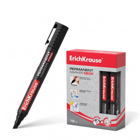 Permanent marker ErichKrause® P-500, color: black (box 12 pcs.)
